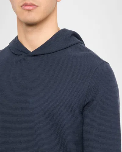 Vince Double Face Pullover Hoodie In Blue