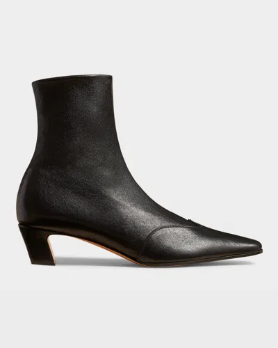 Khaite Pointed Toe Ankle Boots With Smooth Lamb Leather In Black
