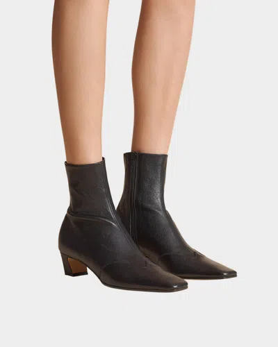 Khaite Pointed Toe Ankle Boots With Smooth Lamb Leather In Black