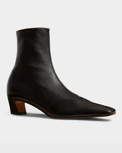 Khaite Pointed Toe Ankle Boots With Smooth Lamb Leather In Black