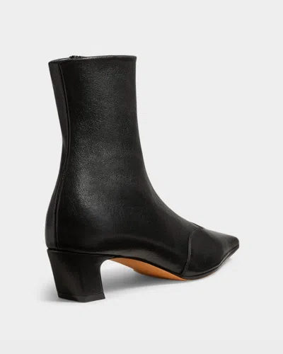 Khaite Pointed Toe Ankle Boots With Smooth Lamb Leather In Black