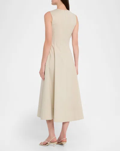 Oscar De La Renta Sleeveless Porcelain Flowers-print Midi Day Dress In Animal Print