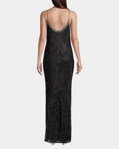 Mac Duggal Rhinestone Encrusted Scoop Neckline Beaded Gown In Black