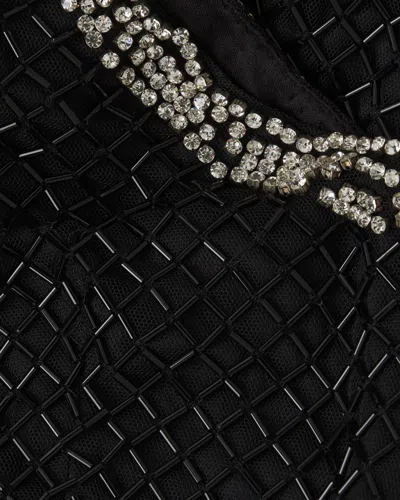 Mac Duggal Rhinestone Encrusted Scoop Neckline Beaded Gown In Black
