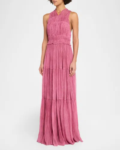 Ulla Johnson Freesia Sleeveless Silk Chiffon Gown In Pink