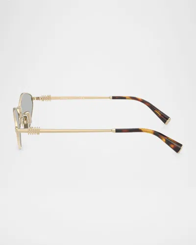 Miu Miu Womens Gold Mu 56zs Oval-frame Metal Sunglasses