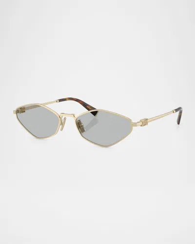 Miu Miu Womens Gold Mu 56zs Oval-frame Metal Sunglasses