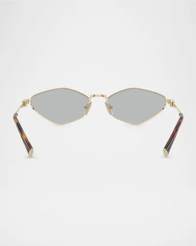 Miu Miu Womens Gold Mu 56zs Oval-frame Metal Sunglasses