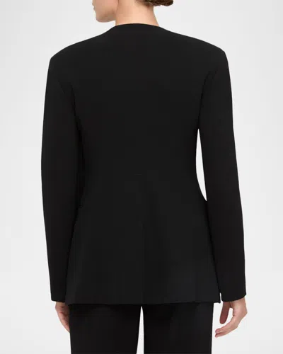 Lafayette 148 New York Cystal Cluster Button Finesse Crepe Cutaway Jacket In Black