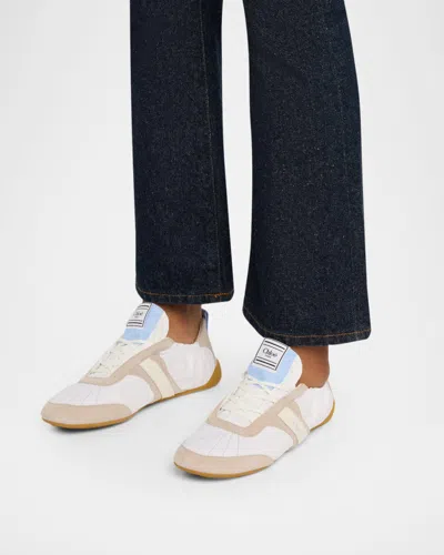 Chloé White Calf Leather Bos Taurus Athletic Sneakers In Multi