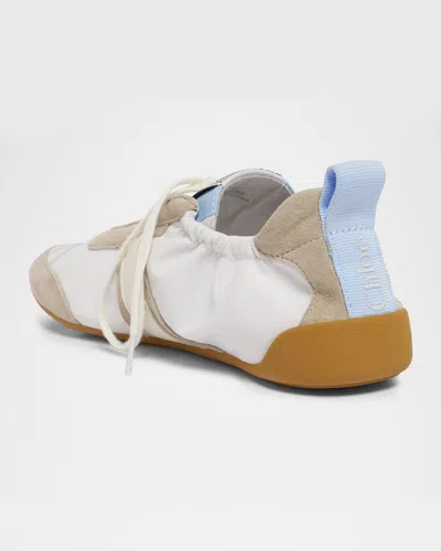 Chloé White Calf Leather Bos Taurus Athletic Sneakers In Multi