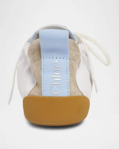 Chloé White Calf Leather Bos Taurus Athletic Sneakers In Multi