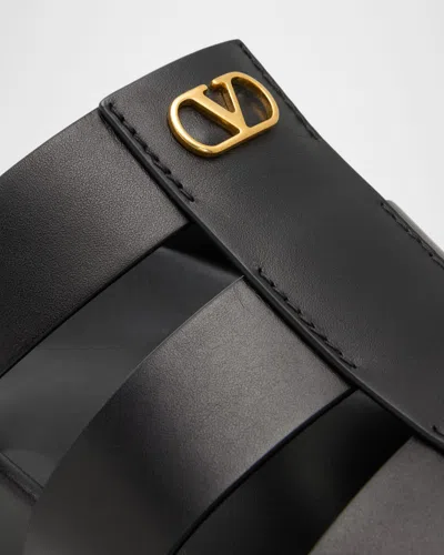 Valentino Garavani Studshield Logo-embellished Leather Sandals In Black