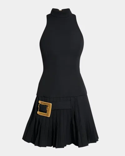Balmain Knee Length Dress Pleated Skirt Buckle In Multi