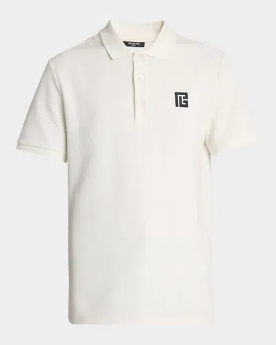 Balmain Polo Shirt Short Sleeves Ribbed Cuffs Collar In White