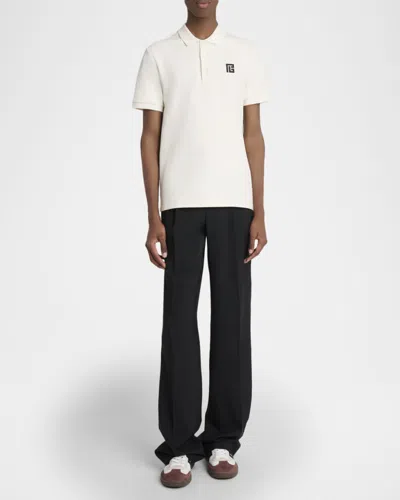 Balmain Polo Shirt Short Sleeves Ribbed Cuffs Collar In White