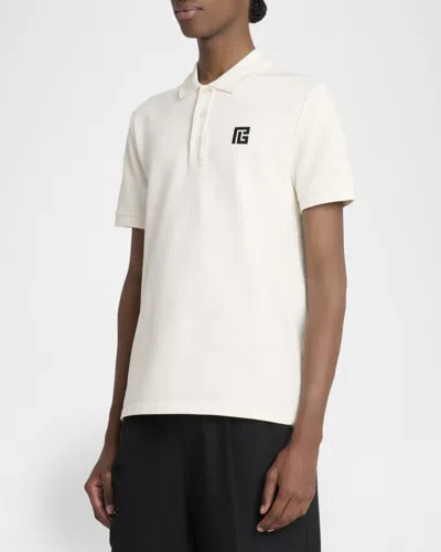 Balmain Polo Shirt Short Sleeves Ribbed Cuffs Collar In White