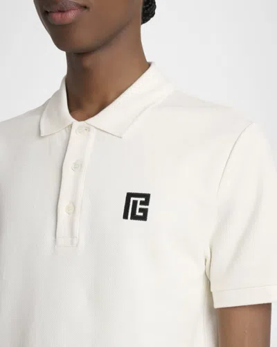 Balmain Polo Shirt Short Sleeves Ribbed Cuffs Collar In White