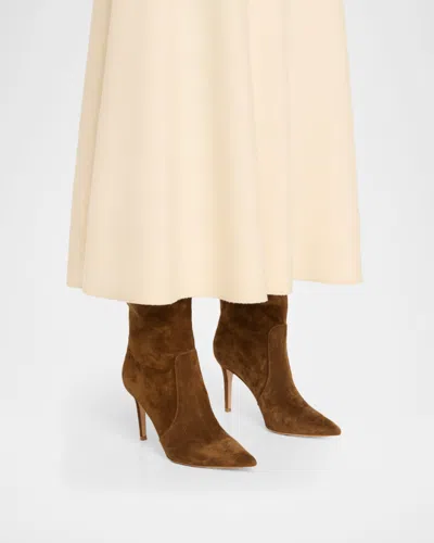 Gianvito Rossi Hansen Suede Pointed-toe Knee Boots In Brown