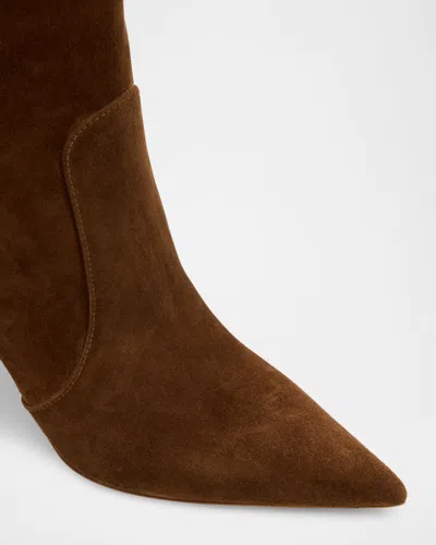 Gianvito Rossi Hansen Suede Pointed-toe Knee Boots In Brown
