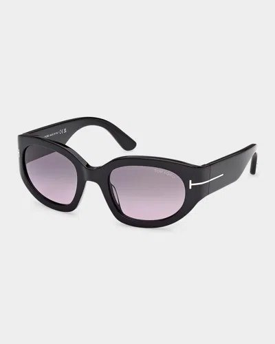 Tom Ford Arizona 53mm Gradient Rectangular Sunglasses In Black
