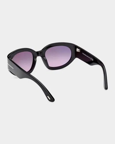 Tom Ford Arizona 53mm Gradient Rectangular Sunglasses In Black
