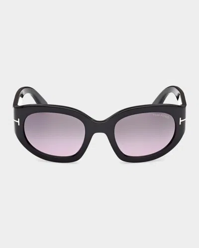 Tom Ford Arizona 53mm Gradient Rectangular Sunglasses In Black