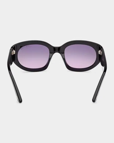 Tom Ford Arizona 53mm Gradient Rectangular Sunglasses In Black