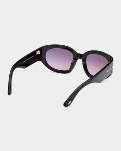 Tom Ford Arizona 53mm Gradient Rectangular Sunglasses In Black