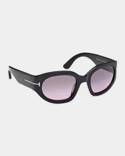Tom Ford Arizona 53mm Gradient Rectangular Sunglasses In Black