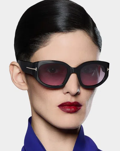 Tom Ford Arizona 53mm Gradient Rectangular Sunglasses In Black