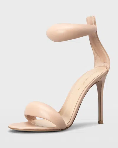Gianvito Rossi Bijoux 105mm Puffy Napa Ankle-cuff High-heel Sandals In Peach