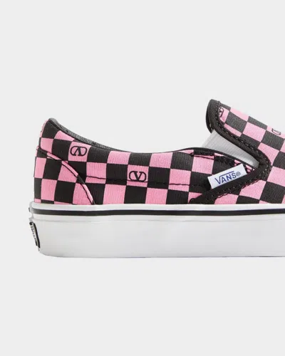 Valentino Garavani  Garavani And Vans Fabric Slip-on Trainer With Vlogo Checkerboard Print In Pink