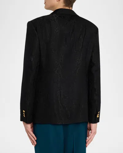 Versace Men's Python-jacquard Wool-blend Blazer In Black