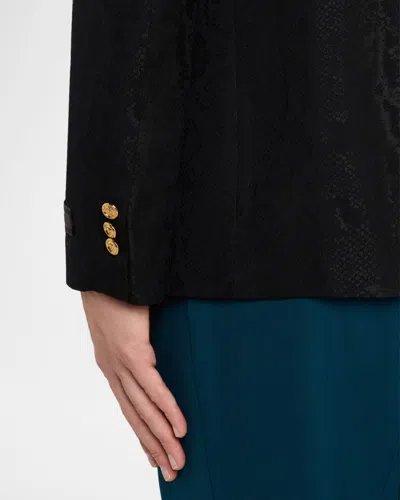 Versace Men's Python-jacquard Wool-blend Blazer In Black
