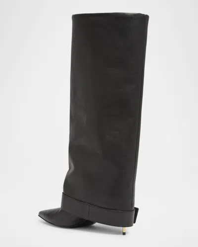 Balmain Knee-high Stiletto Boots Buckle Detail In Black