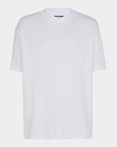Balmain Cotton-blend Monogram T-shirt In White