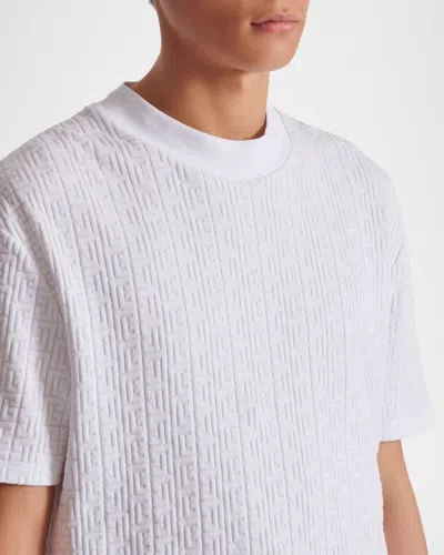 Balmain Cotton-blend Monogram T-shirt In White