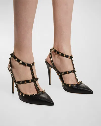 Valentino Studded Leather Decollete Pumps In Black