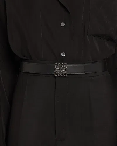 Loewe Women Anagram Leather Reversible Belt In Black