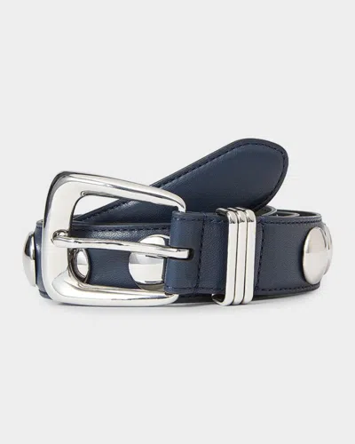 Veronica Beard Arch Studded Leather Belt In Blue