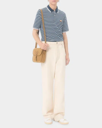 Valentino Garavani Signature Vlogo Patch Front Placket T-shirt In Size M In Blue