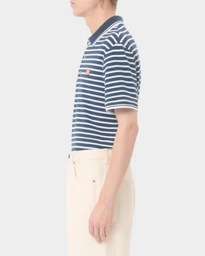 Valentino Garavani Signature Vlogo Patch Front Placket T-shirt In Size M In Blue