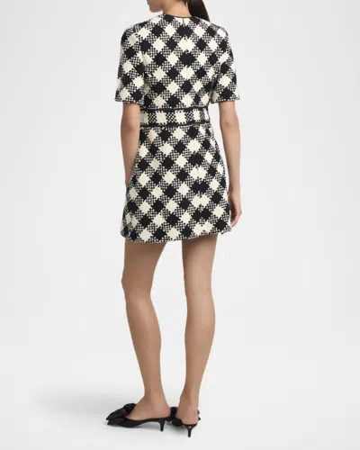 Valentino Womens Betulla Nero Diamond-check Textured Woven Mini Dress In Multi