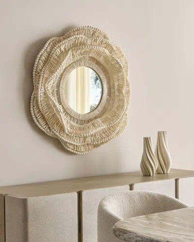 Neiman Marcus Layered Beaded Mirror In Brown