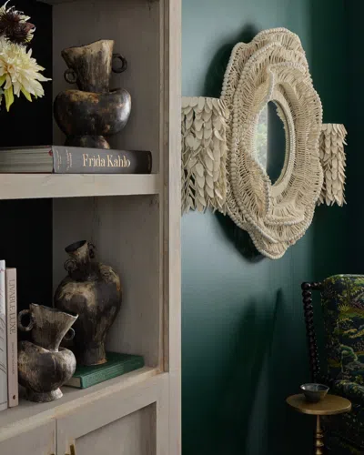 Neiman Marcus Layered Beaded Mirror In Brown