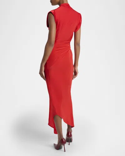 Victoria Beckham Womens Cardinal Red Asymmetric Plunge Stretch-woven Maxi Dress