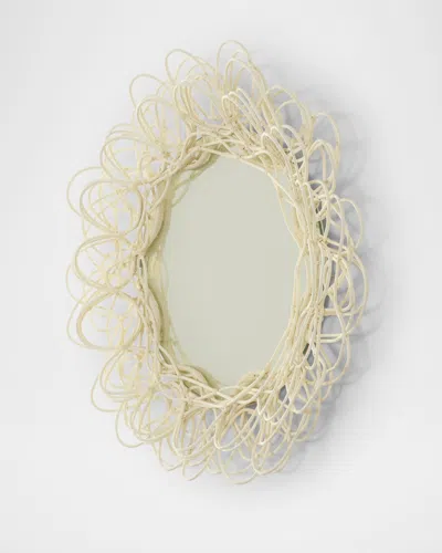 Neiman Marcus Wicker Woven Mirror In Green
