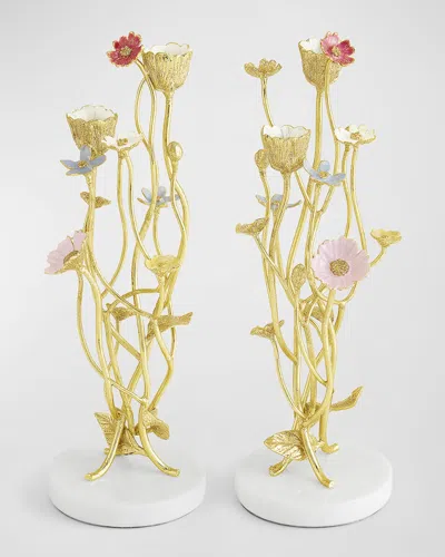 Michael Aram Wildflowers 2-piece Candleholder Set In Gold