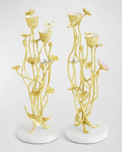 Michael Aram Wildflowers 2-piece Candleholder Set In Gold